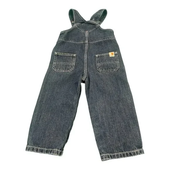 Carhartt Denim 24M Floral Butterfly Embroidered Overalls Adjustable Straps - Picture 1 of 8